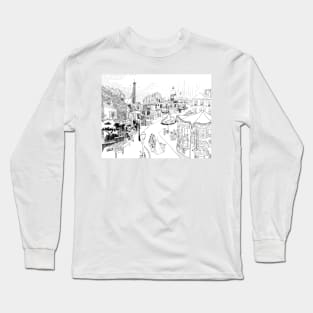 Madeline Paris street Scene Black and white Long Sleeve T-Shirt